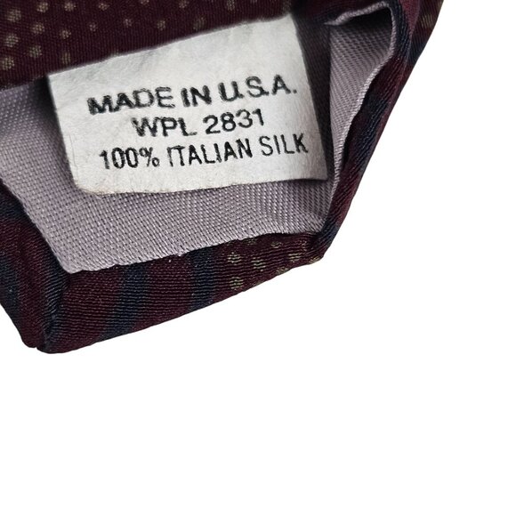 Bugatti Mens Silk Tie Abstract Print USA Burgundy Business Dress Formal - Picture 3 of 6